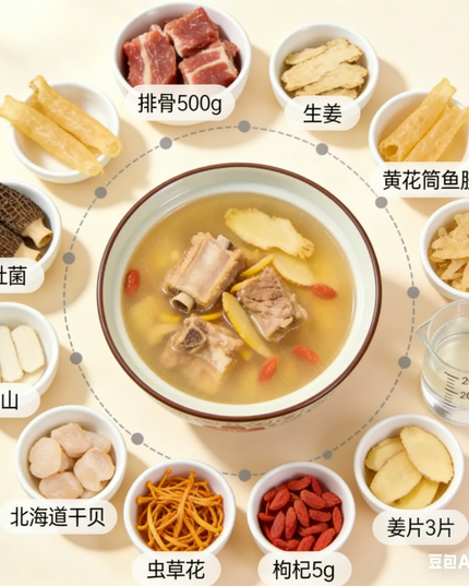 Sopa de flor de hongo oruga, callos de pescado y morillas, 70g