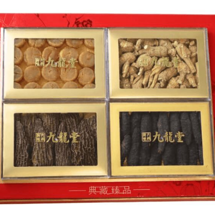 花旗参干贝羊肚菌岩刺参四拼礼盒送礼参茸海味