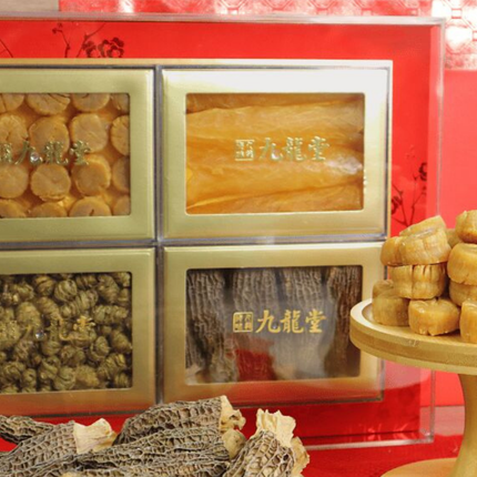 Premium Morels, Fish Maw, Dendrobium, Scallops Four-Delicacy Gift Box - Ideal for Gifting