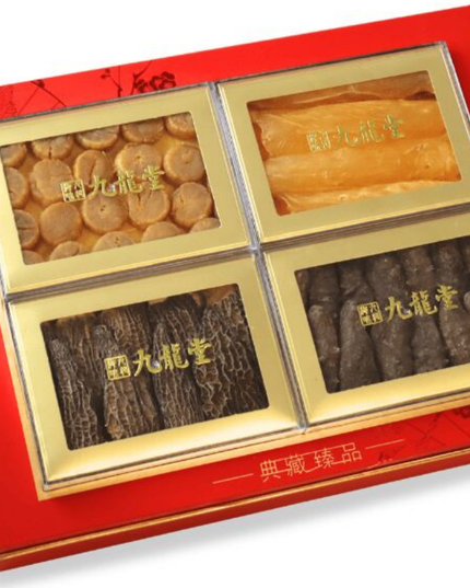 Caja de regalo de cuatro tesoros de trufas morillas, buche de pescado, pepino de mar y vieiras para obsequiar con mariscos secos y tónicos