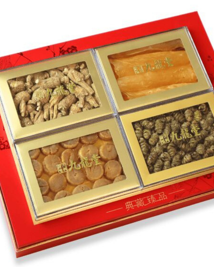 精选花旗参石斛鱼胶干贝四拼礼盒送礼参茸海味