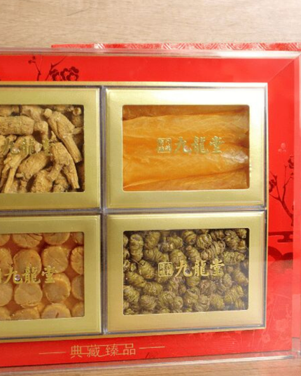 精选花旗参石斛鱼胶干贝四拼礼盒送礼参茸海味