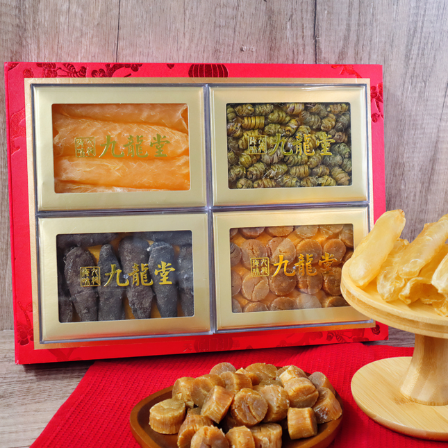 [ Gift Box] Dendrobium Flower, Fish Maw, Sea Cucumber, Scallop Four-Delicacy Gift Box