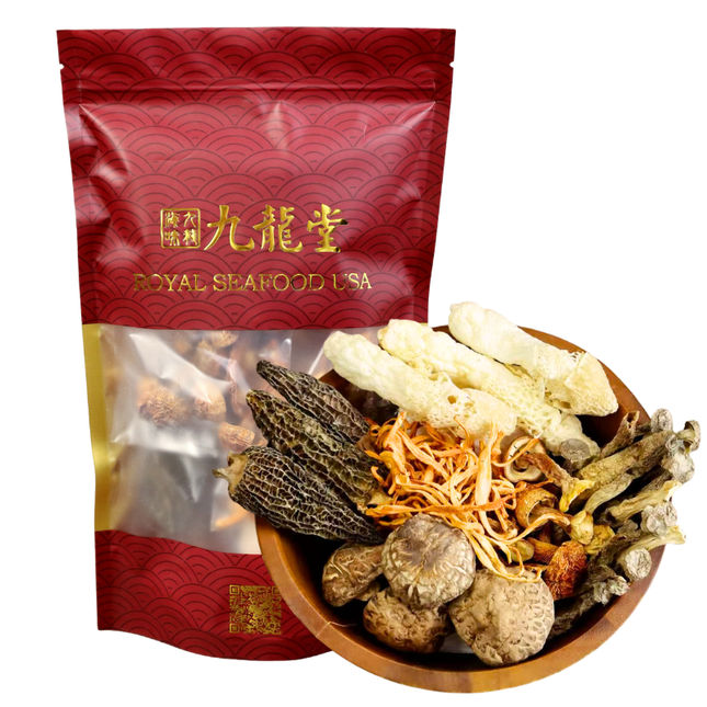 Premium Six Treasures Mushroom Soup Mix 100g Wild Bamboo Fungus Extra Large Morels