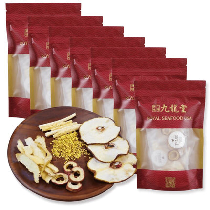 Bolsita de té natural para el otoño con pera asiática y lirio de agua dulce. Té saludable.
