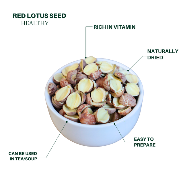 Red seedlesssplit Hunan lotus seeds 8oz excellent for soups and porridges