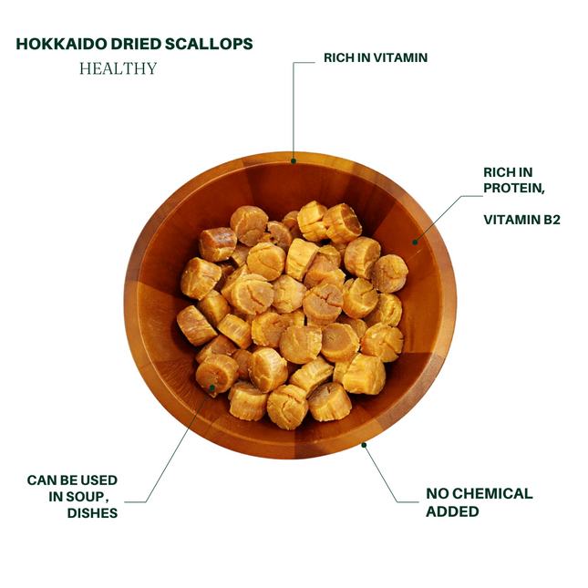 Premium Sweet Hokkaido Dried Scallops, 1 lb, for soup, congee, and XO sauce