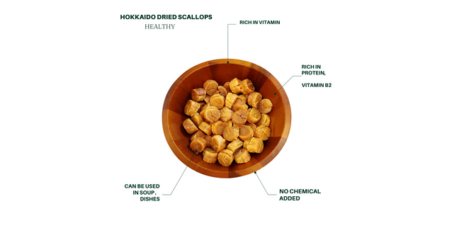 Premium Sweet Hokkaido Dried Scallops, 1 lb, for soup, congee, and XO sauce