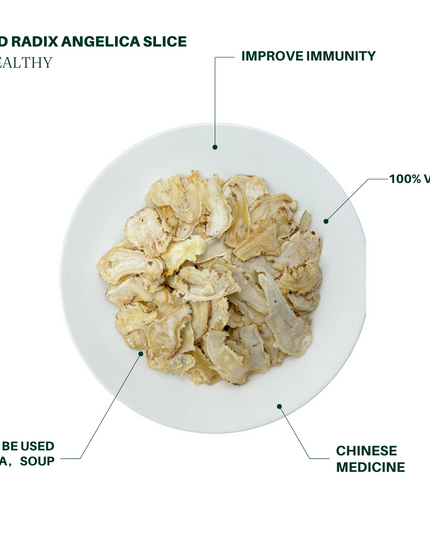 Rodajas de raíz de angélica china, hierba medicinal china, para enriquecer la sangre y regular la menstruación y aliviar el dolor.