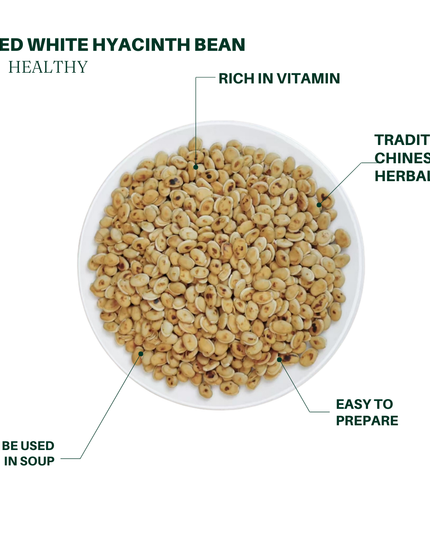 Stir-fried Hyacinth Beans 8oz - Spleen-strengthening Grains for Porridge, Soup, and Stew to Nourish the Stomach and Dispel Dampness