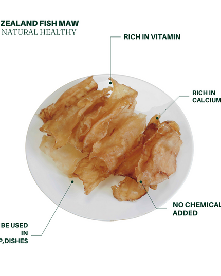 New Zealand Cod Fish Maw, Pure Natural, Rich in Gelatin, 8oz