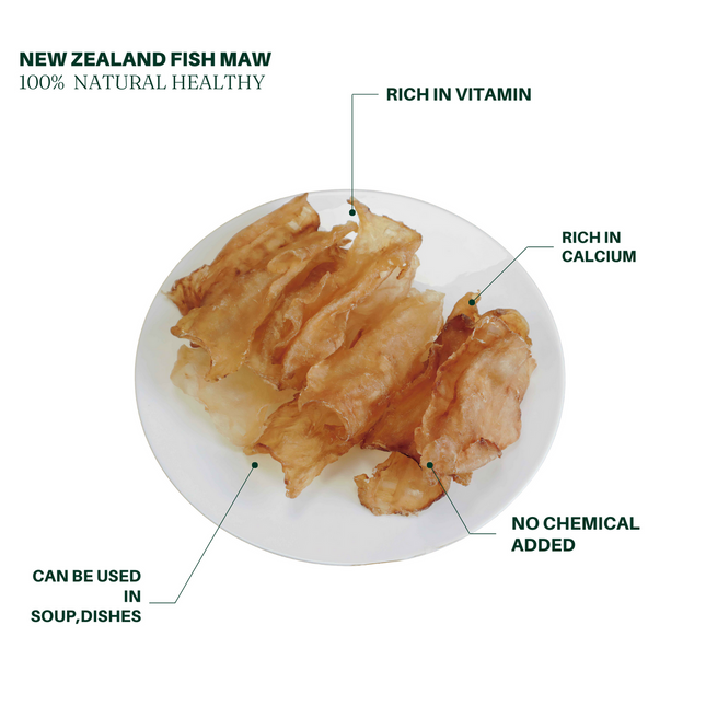 New Zealand Cod Fish Maw, Pure Natural, Rich in Gelatin, 8oz