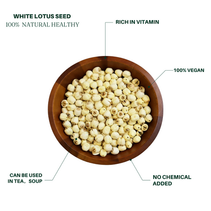 Dried Lotus Seeds (Core Removed), All-Natural, No Additives