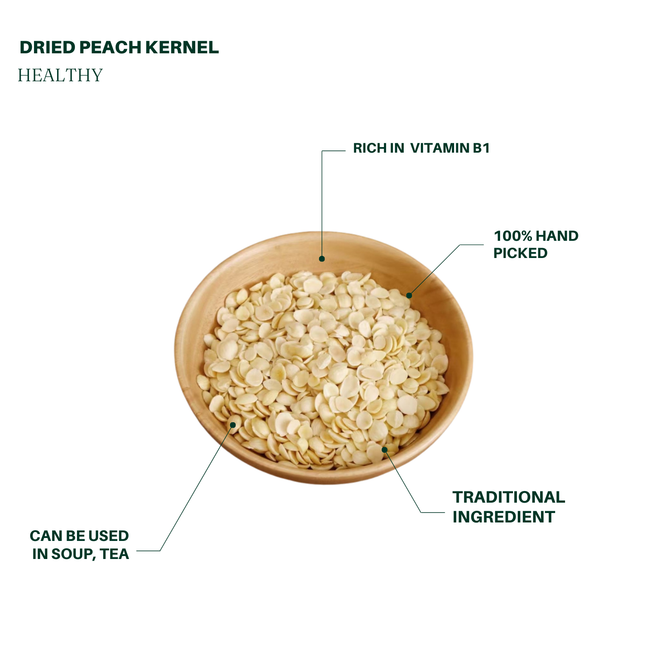 Peeled Peach Kernels (Prunus persica) - Food and Medicine Homology Wellness Dried Product - 8 oz