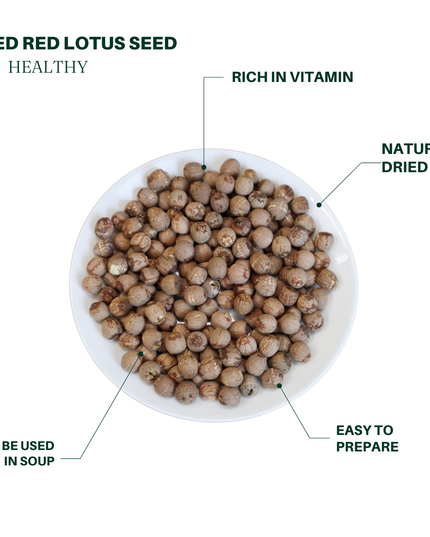 Peeled and Core-Removed Red Hunan Lotus Seeds 8oz - Excellent for Soups and Porridges