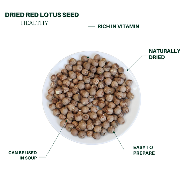 Peeled and Core-Removed Red Hunan Lotus Seeds 8oz - Excellent for Soups and Porridges