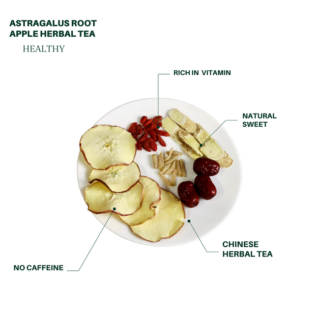 One sachet of Astragalus and Apple Vitality Tea: Replenishes energy, brightens skin, and promotes wellness